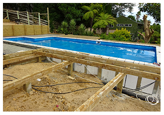 POOL ON SLOPE SHOWING STYROBECK INSULATION